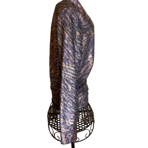 NWT GANNI Animal Leopard Print Metallic V-Neck Cardigan Sweater Size 40 EU/8 US - Picture 5 of 16